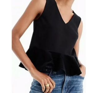 J.Crew NWOT Black Velvet Sleeveless Peplum Top XXS